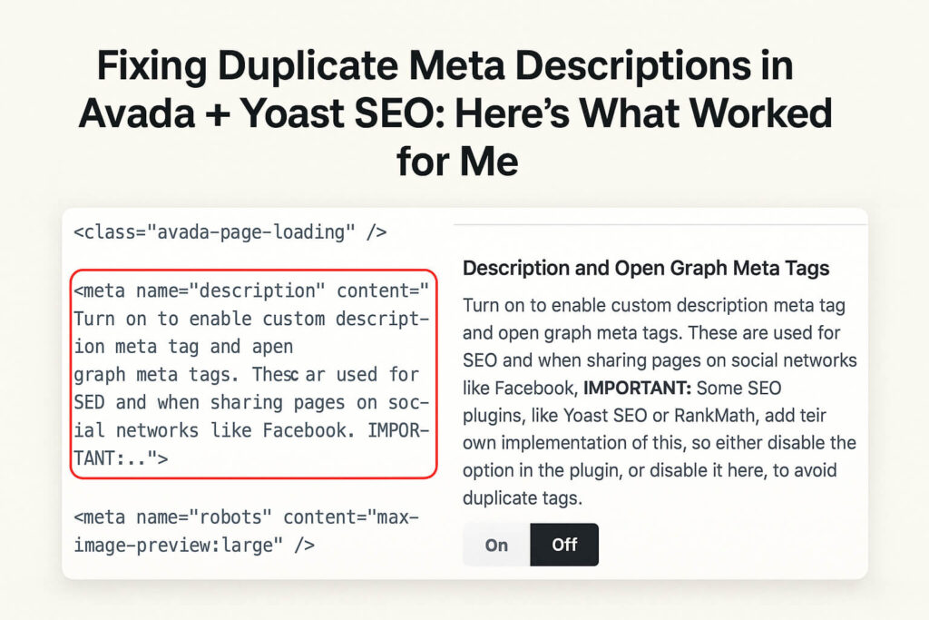 Duplicate Meta Descriptions issue in Avada + Yoast SEO / Rankmath