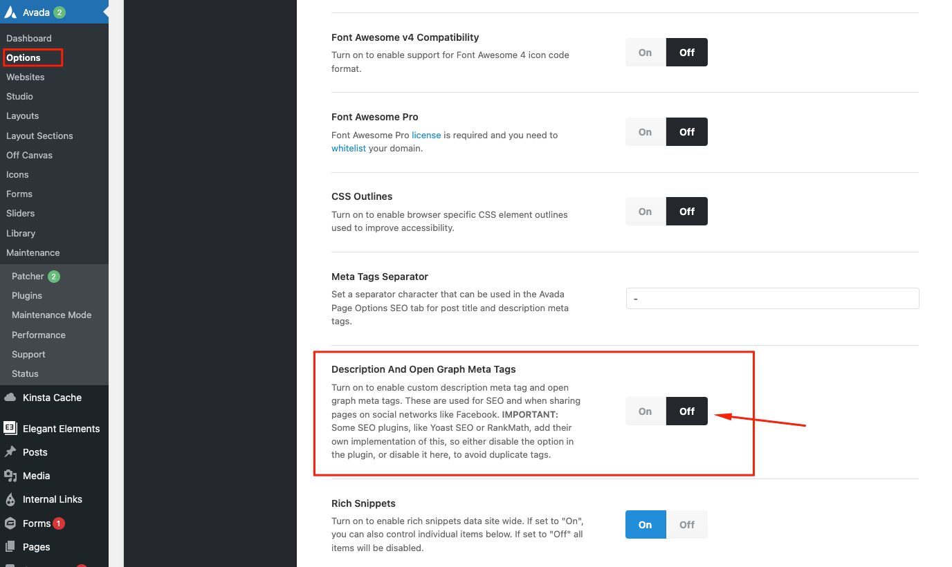 Duplicate Meta Descriptions issue in Avada